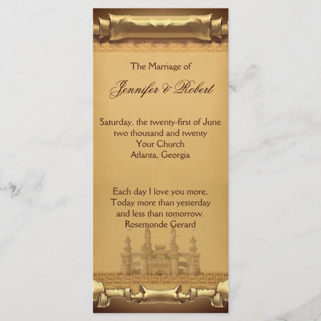 Once Upon a Time Wedding Program (Front)