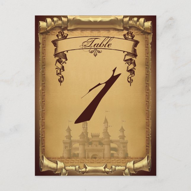 Once Upon a Time Wedding Table Number (Front)