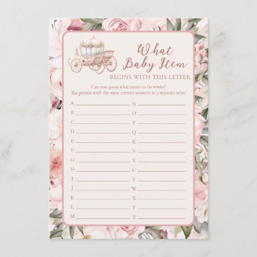 Once Upon a Time What Baby Item Baby Shower Game Enclosure Card