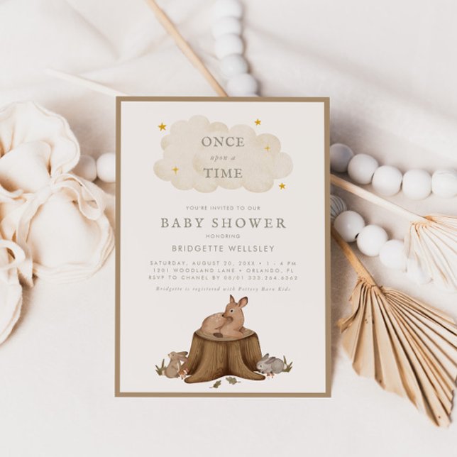 Once Upon a Time Woodland Babies Baby Shower Invitation (Creator Uploaded)