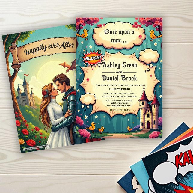 Once Upon A Time Woodland Castle Fairytale Wedding Invitation (Creator Uploaded)