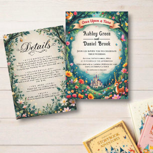 Once Upon A Time Woodland Castle Fairytale Wedding Invitation