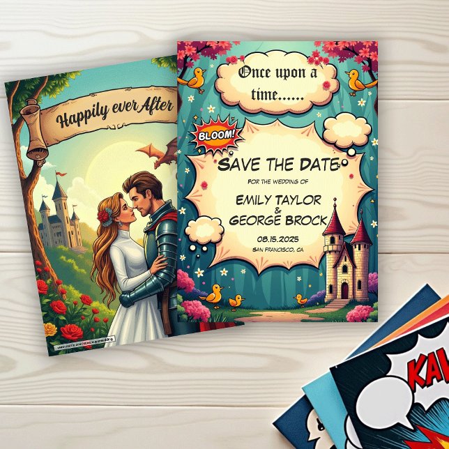 Once Upon A Time Woodland Castle Fairytale Wedding Save The Date (Creator Uploaded)