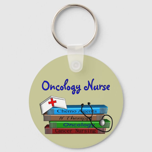 Oncolgoy Nurse "Books" Design Keychain (Front)