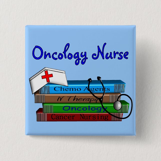 Oncolgoy Nurse "Books" Design Pinback Button (Front)