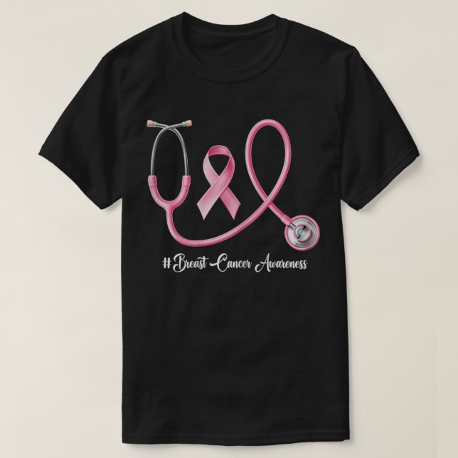 Oncologist and Ocology Nurse Breast Cancer Awarene T-Shirt (Design Front)