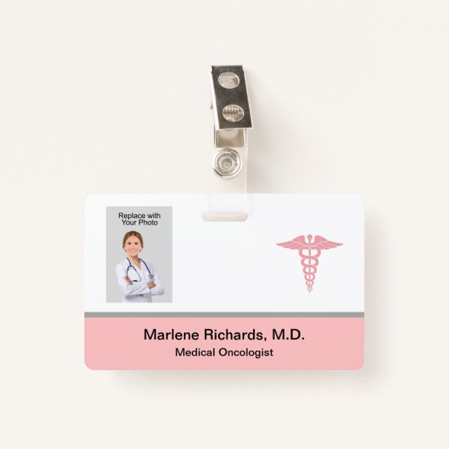 Oncologist Cancer Medical Photo ID Template Badge (Front with Clip)
