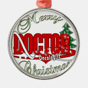 ONCOLOGIST DOCTOR MERRY CHRISTMAS METAL ORNAMENT