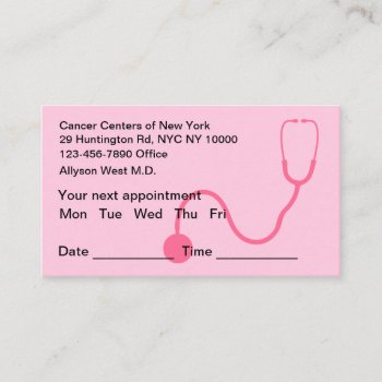 Oncologist Patient Appointment Business Cards by Luckyturtle at Zazzle