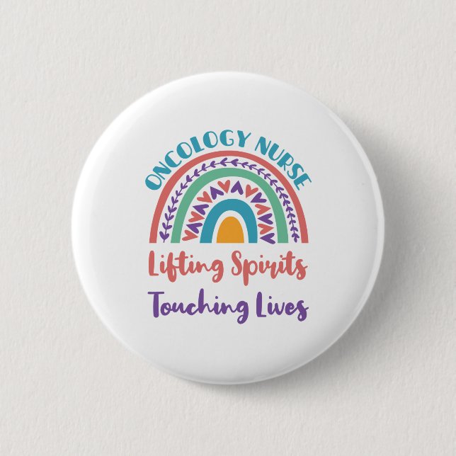 Oncology Cancer Nurse Rainbow Lifting Spirits Button (Front)