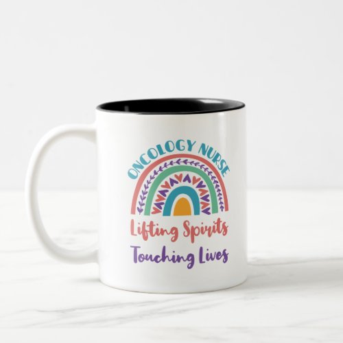 Oncology Cancer Nurse Rainbow Lifting Spirits Two_Tone Coffee Mug