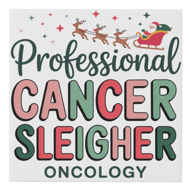Oncology Nurse Christmas Cancer Chemo Oncology  Faux Canvas Print (Front)