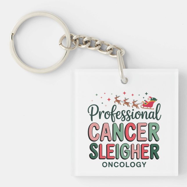 Oncology Nurse Christmas Cancer Chemo Oncology  Keychain (Front)