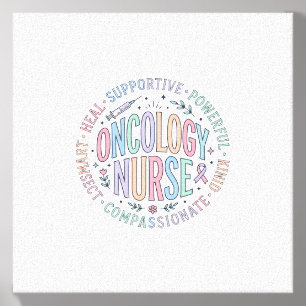 Oncology Nurse Circle Quote Floral Shirt Design_1 Canvas Photo Tile