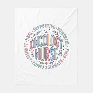 Oncology Nurse Circle Quote Floral Shirt Design_1 Fleece Blanket