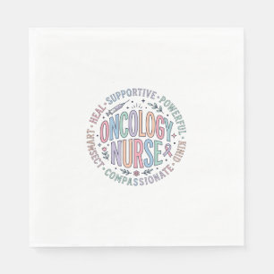 Oncology Nurse Circle Quote Floral Shirt Design_1 Napkins