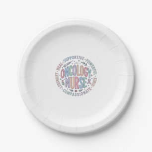 Oncology Nurse Circle Quote Floral Shirt Design_1 Paper Plates