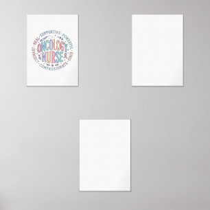 Oncology Nurse Circle Quote Floral Shirt Design_1 Wall Art Sets