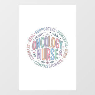 Oncology Nurse Circle Quote Floral Shirt Design_1 Window Cling