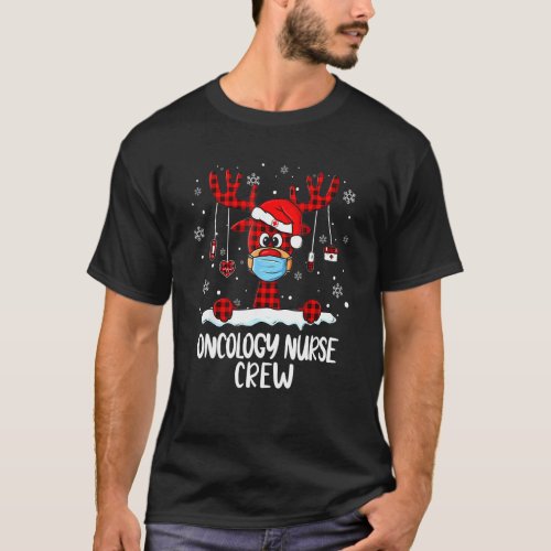 Oncology Nurse Crew Plaid Reindeer Santa Hat Nursi T_Shirt