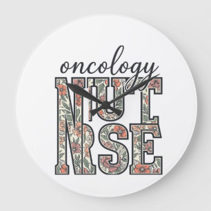 Oncology Nurse Floral Vintage Large Clock