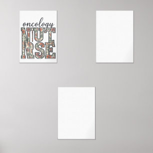 Oncology Nurse Floral Vintage Wall Art Sets