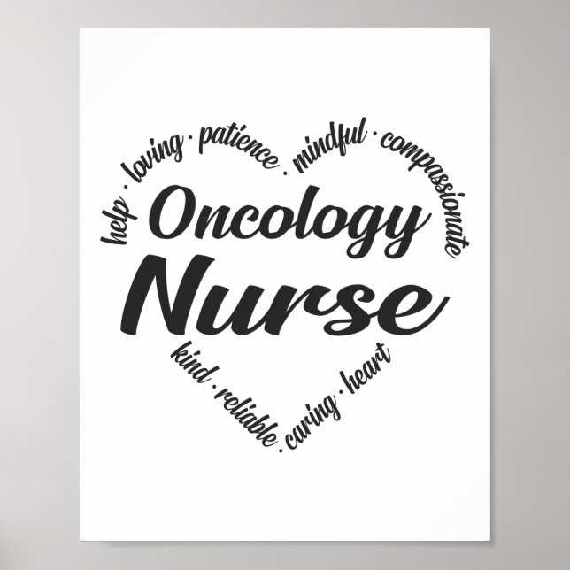 Oncology Nurse Heart Word Cloud Poster (Front)
