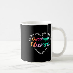 Oncology Nurse Heart Word Cloud Watercolor Rainbow Coffee Mug