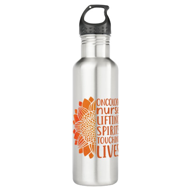 Oncology Nurse Lifting Spirits Saving Lives Stainless Steel Water Bottle (Front)