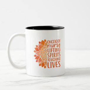 Oncology Nurse Lifting Spirits Saving Lives Two-Tone Coffee Mug