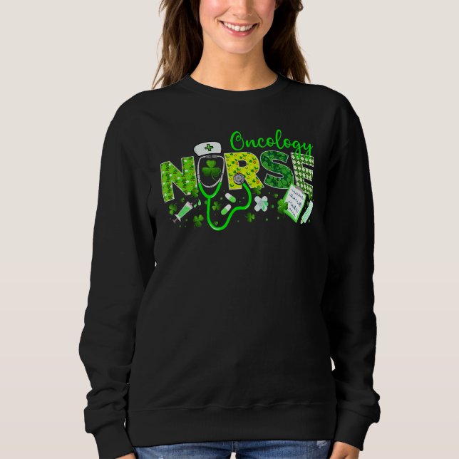 Oncology Nurse St Patricks Day Love Stethoscope Rn Sweatshirt (Front)