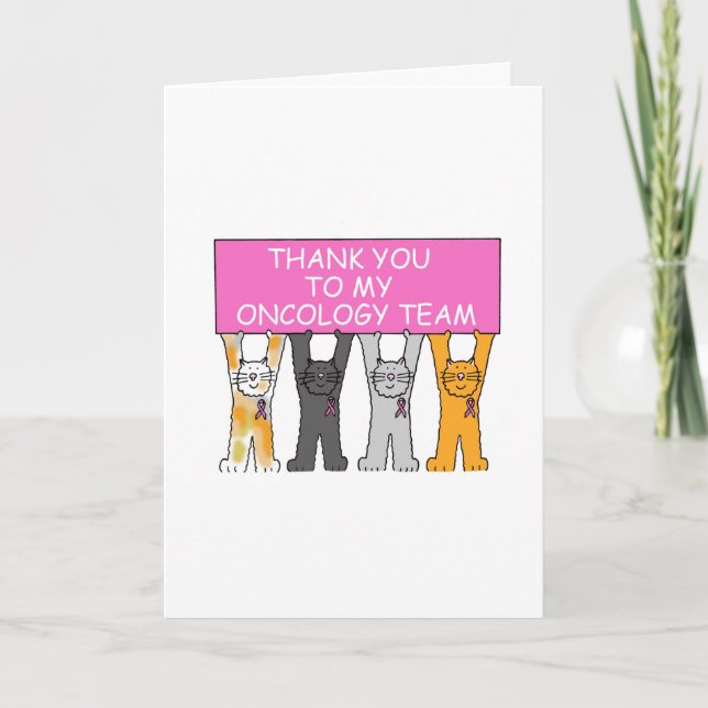 Oncology Team Thanks Pink Ribbon Thank You Card (Front)