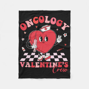 Oncology Valentines Heart Cancer Nurse Crew Loving Fleece Blanket