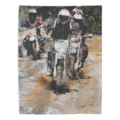 Oncoming  _  Motocross Dirt_Bike Racer Duvet Cover