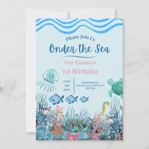 Onder the Sea Invitation