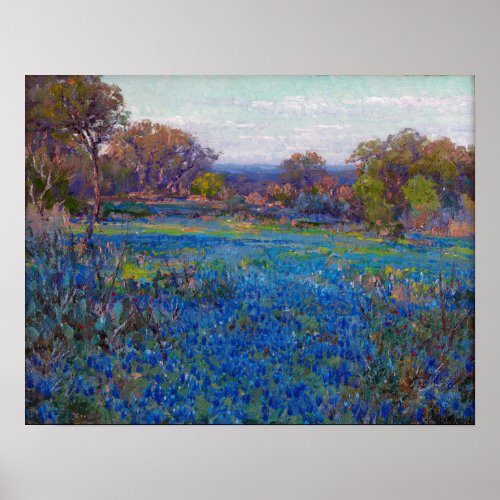 Onderdonk _ A Field Of Bluebonnets Late Afternoon Poster