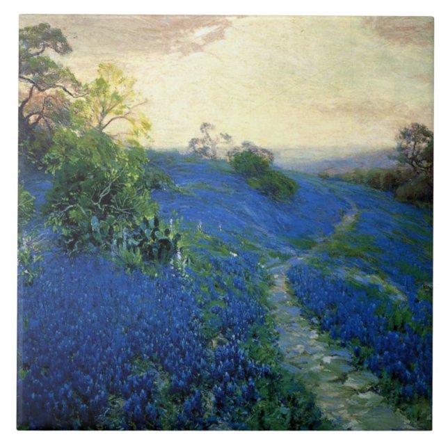 Onderdonk - Blue Field Ceramic Tile (Front)