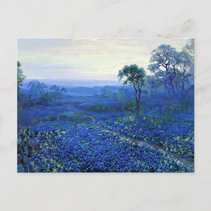 Onderdonk Bluebonnet Landscape With Cacti Road Postcard Zazzle Com