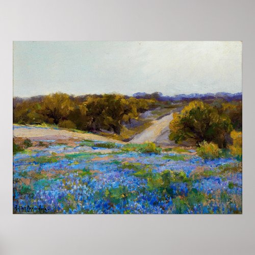 Onderdonk _ Bluebonnets At Late Afternoon Poster