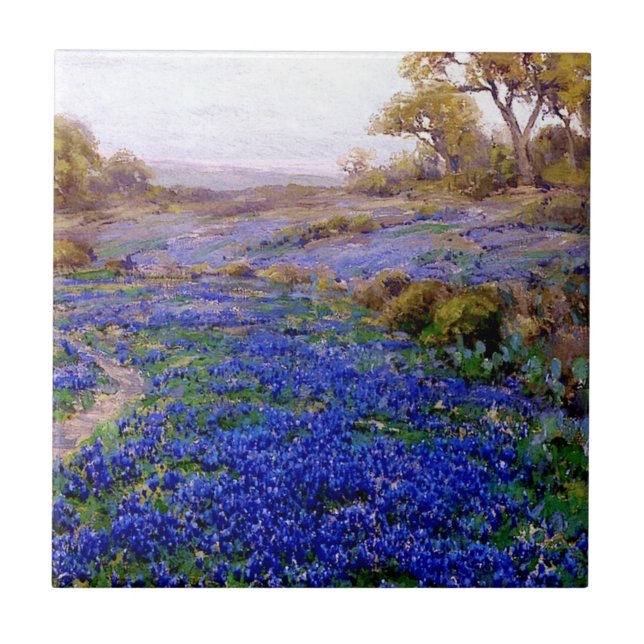 Onderdonk - Bluebonnets at Twilight, North of San Ceramic Tile (Front)