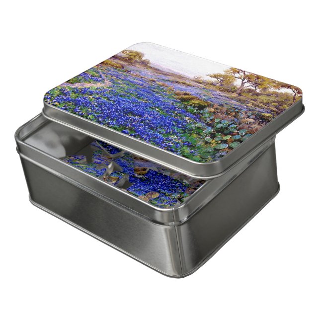 Onderdonk - Bluebonnets at Twilight, North of San Jigsaw Puzzle (Lid Open)