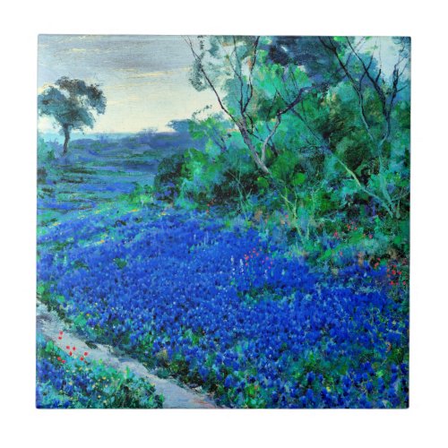 Onderdonk _ Bluebonnets in the Misty Morning Ceramic Tile