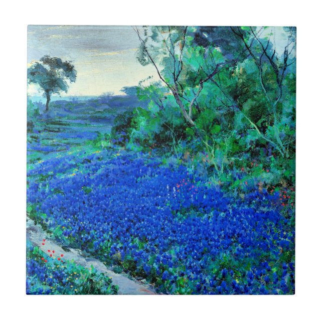 Onderdonk - Bluebonnets in the Misty Morning Ceramic Tile (Front)