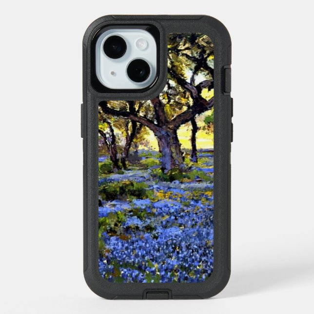 Onderdonk - Old Live Oak Tree and Bluebells iPhone 15 Case (Back)