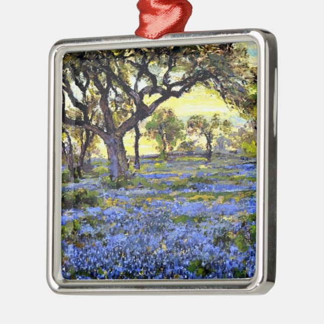 Onderdonk - Old Live Oak Tree and Bluebonnets, Metal Ornament (Left)