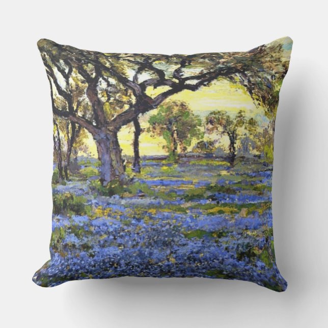Onderdonk - Old Live Oak Tree and Bluebonnets Outdoor Pillow (Front)