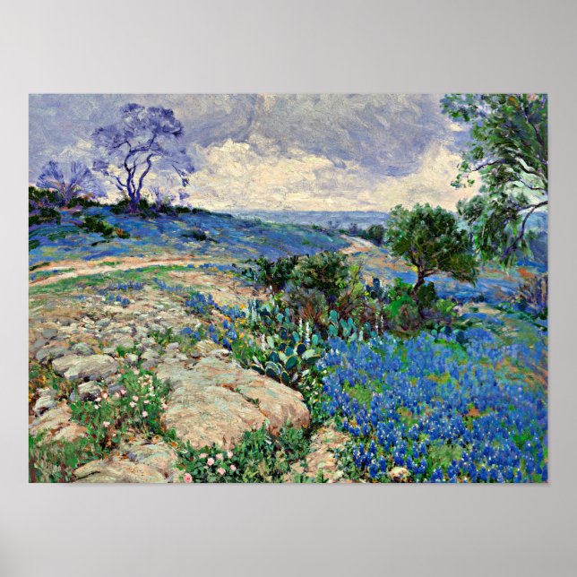 Onderdonk - Texas Landscape with Bluebonnets Poster (Front)
