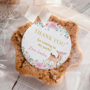 Onderful Deer Pink Floral Birthday Classic Round Sticker