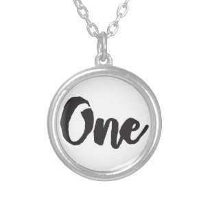 One 1st Birthday Art First Birthday My 1 year Old Silver Plated Necklace