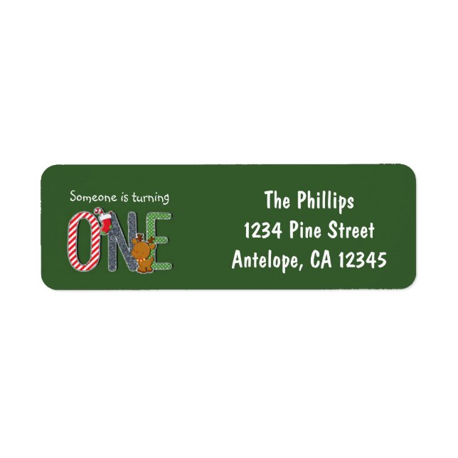 ONE 1st Birthday Christmas Holiday Address Labels (Front)